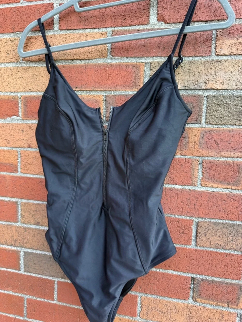 Body Glove Black Zip Front One Piece Swimsuit Medium Minimalist Bathing Suit